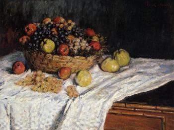尅勞德 莫奈 Fruit Basket with Apples and Grapes